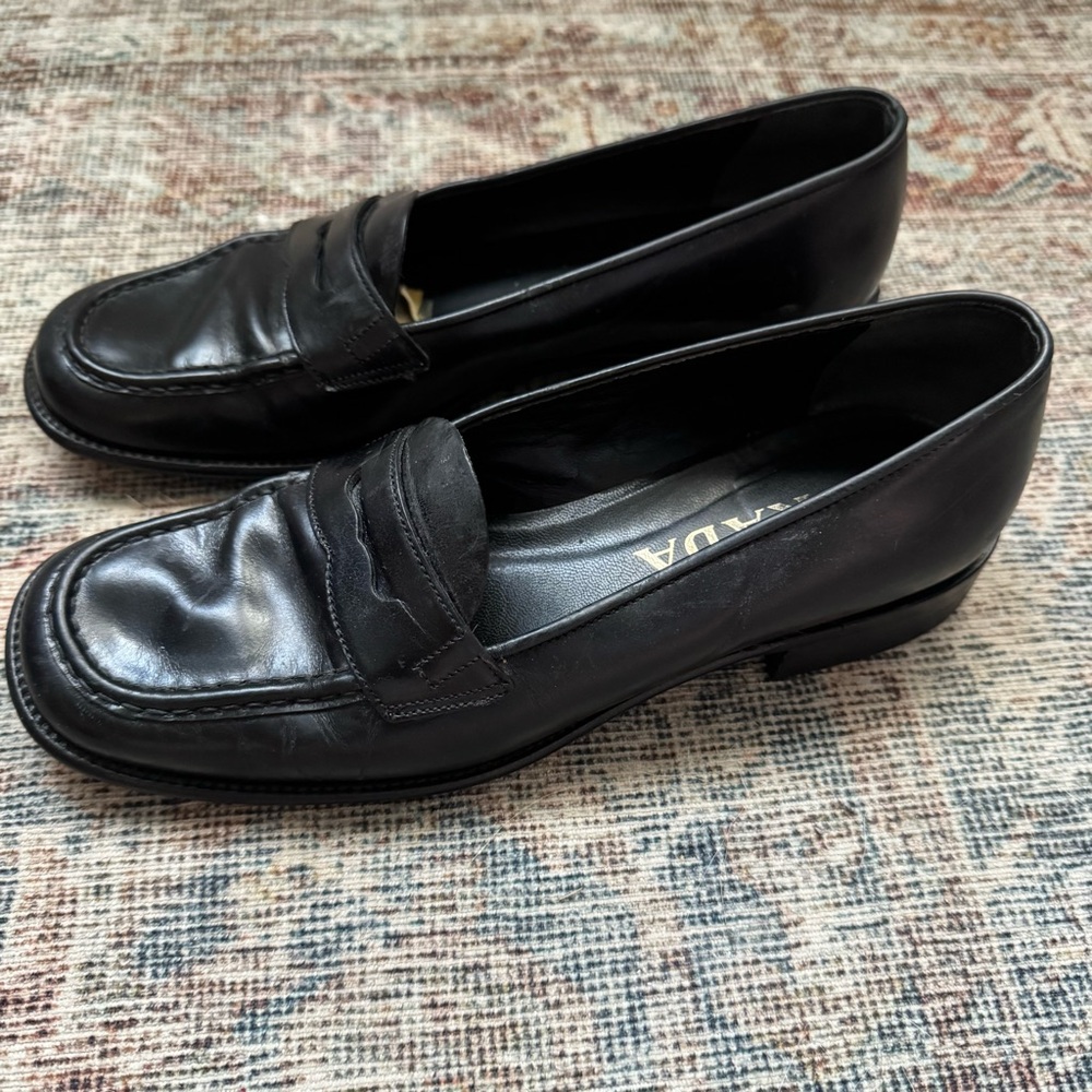 Prada Black Leather Penny Loafers - Picture 5 of 6